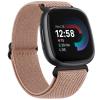 Amzpas Bands Compatible With Fitbit Versa 4/3, Sense/Sense 2 - Soft Elastic Nylon Replacement Band for Women Men, Beige view 1