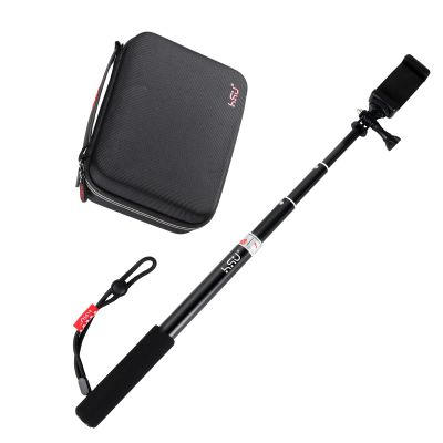 HSU Large Carrying Case and Extendable Selfie Stick for Action Camera