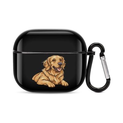American Flag Golden Retriever USA Earbuds Case Bluetooth Earbuds Cover Hard Case Cover with Keychain Compatible with Airpods 3