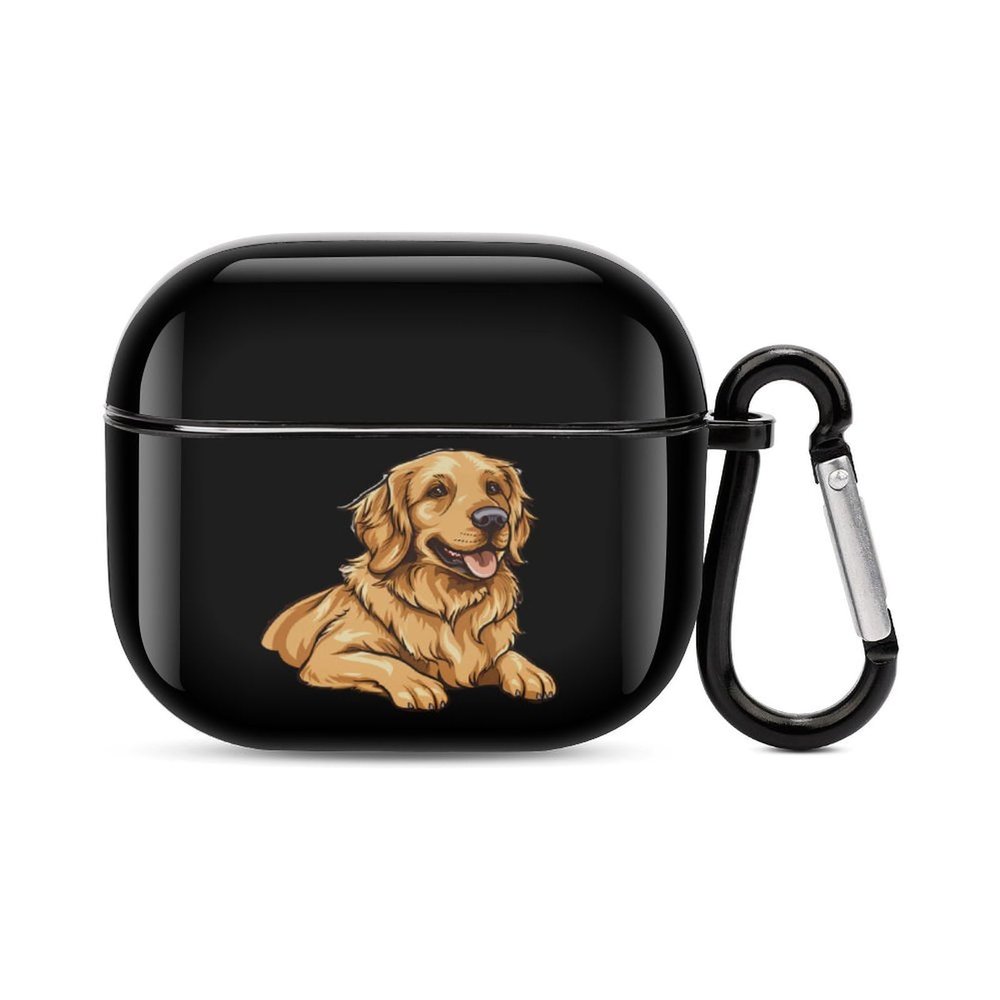 American Flag Golden Retriever USA Earbuds Case Bluetooth Earbuds Cover Hard Case Cover with Keychain Compatible with Airpods 3