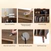 VINGLI Record Player Stand with Open Vinyl Storage, Mid-Century Album Storage Table with LED Light up to 300 Albums, Vinyl Record Player Shelf with Power Outlet for Living Room, Walnut view 3
