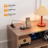 VINGLI Record Player Stand with Open Vinyl Storage, Mid-Century Album Storage Table with LED Light up to 300 Albums, Vinyl Record Player Shelf with Power Outlet for Living Room, Walnut view 4
