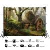 12x8ft Forest Wonderland Backdrop Fantasy Fairy Tale Photography Background Rocks Moss Brick House Backdrop Tropical Forest Photography Backdrop for Kids Adults Portrait Photo Booth Studio Props view 3