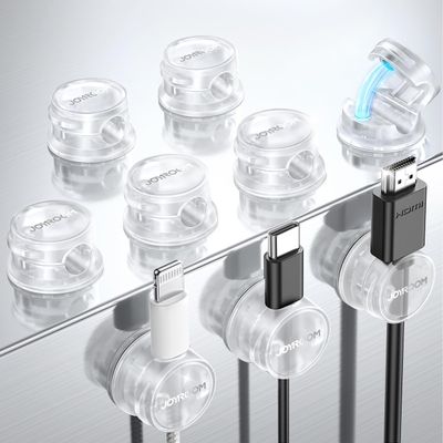 9 Pack Magnetic Cable Clips [Cable Smooth Adjustable] Cord Holder, Under Desk Cable Management, JOYROOM Adhesive Wire Holder Keeper Organizer for Home Office Desk Phone Car Wall Desktop Nightstand