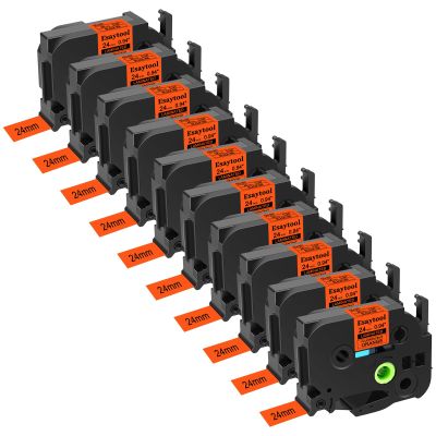 10 Pack Esaytool Replacement for TZe-B51 TZeB51 TZB51 24mm 0.94inch Black on Orange Fluorescent Laminated Compatible with P-Touch PT-D600 P750W P700 E500 PT-P710BT Label Marker