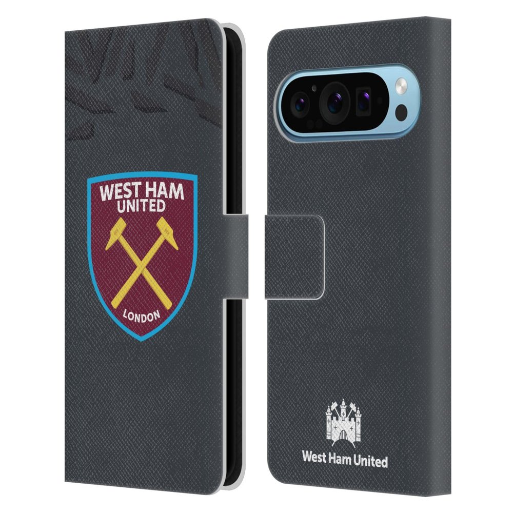 Head Case Designs Officially Licensed West Ham United FC Third Goalkeeper 2019/20 Crest Kit Leather Wallet Case Compatible with Google Pixel 9 / Pixel 9 Pro