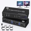Displayport KVM Switch 2 Monitors 2 Computers with Audio Jack - 8k@60HZ 4K@144Hz Dual Monitor Kvm Switch with 3 USB 3.0 Port Sharing Keyboard Mouse, Included Wired Remote 2 Cables Displayport Switch view 1