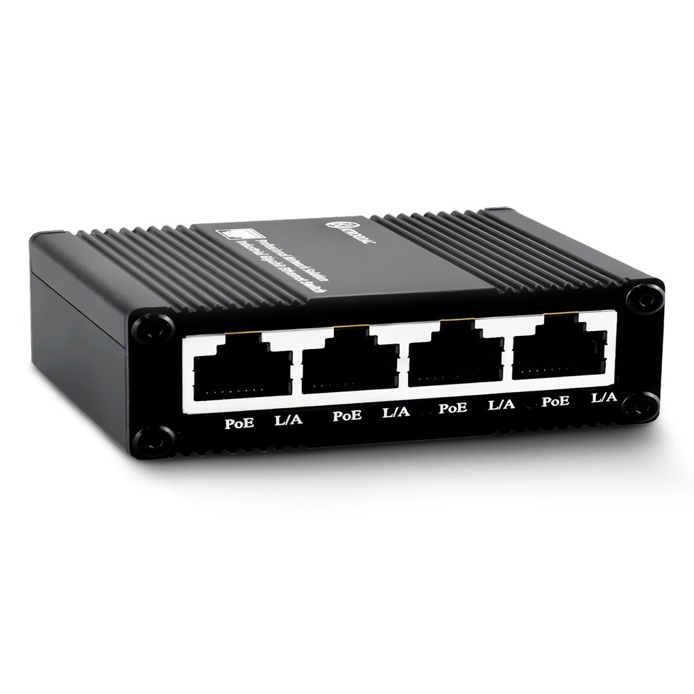 Atroodac 5 Ports Gigabit PoE+ Mini Ethernet Switch - 4 PoE+ @ 120W With 1 Uplink Port, 802.3at Enhanced Protection, Unmanaged Network Switch, Plug & Play, Sturdy Metal Housing, Desktop Design