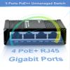 Atroodac 5 Ports Gigabit PoE+ Mini Ethernet Switch - 4 PoE+ @ 120W With 1 Uplink Port, 802.3at Enhanced Protection, Unmanaged Network Switch, Plug & Play, Sturdy Metal Housing, Desktop Design view 2