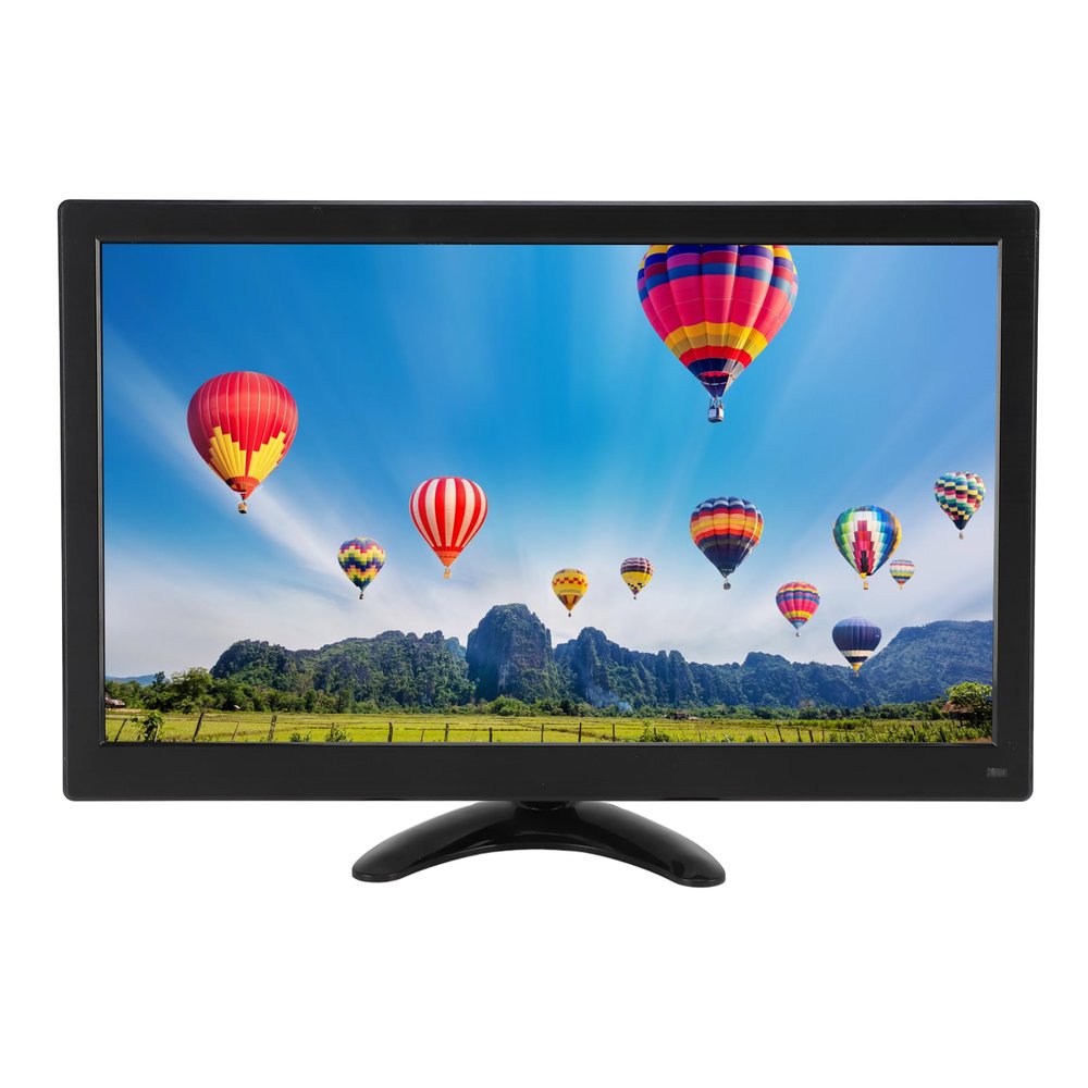 15.6 PC Monitor, 1920x1080 Kitchen Monitor, LED Monitor Build in Speaker, with VGA HDMI AV BNC USB, External Display for FireStick, Computer, Laptop, RasPi (US Plug 100 to 240V)