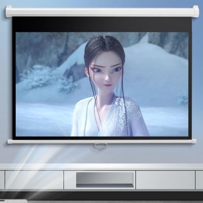 60'' Manual Pull Down Projector Screen, 16:9 4:3 Retractable Auto-Locking 4K Ultra HD Screen for Home Theater Movie Office Game Projection Screen with Slow Retract Mechanism(16:9)