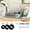 Record Player for Vinyl with Speakers Turntable Vinyls Records Belt-Driven Turntables 3-Speed 3 Size Wireless Bluetooth Headphone AUX-in RCA Line LP Vinyl Players Auto Stop New Sleek Pale Green view 3