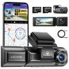 AZDOME M550 Pro 3 Channel Dash Cam with 128GB Card and 20ft 4 Pin Extension Cable view 1