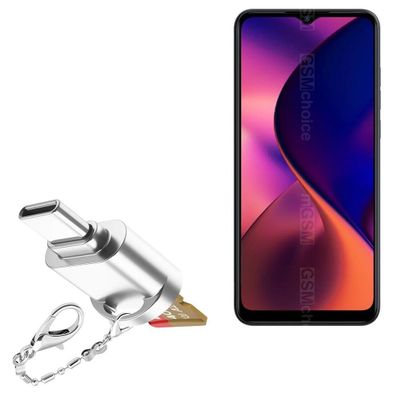 BoxWave Adapter Compatible with BLU J12 - Micro SD Card miniReader, USB Type-C OTG Reader USB3.0 Adapter Keychain - Metallic Silver