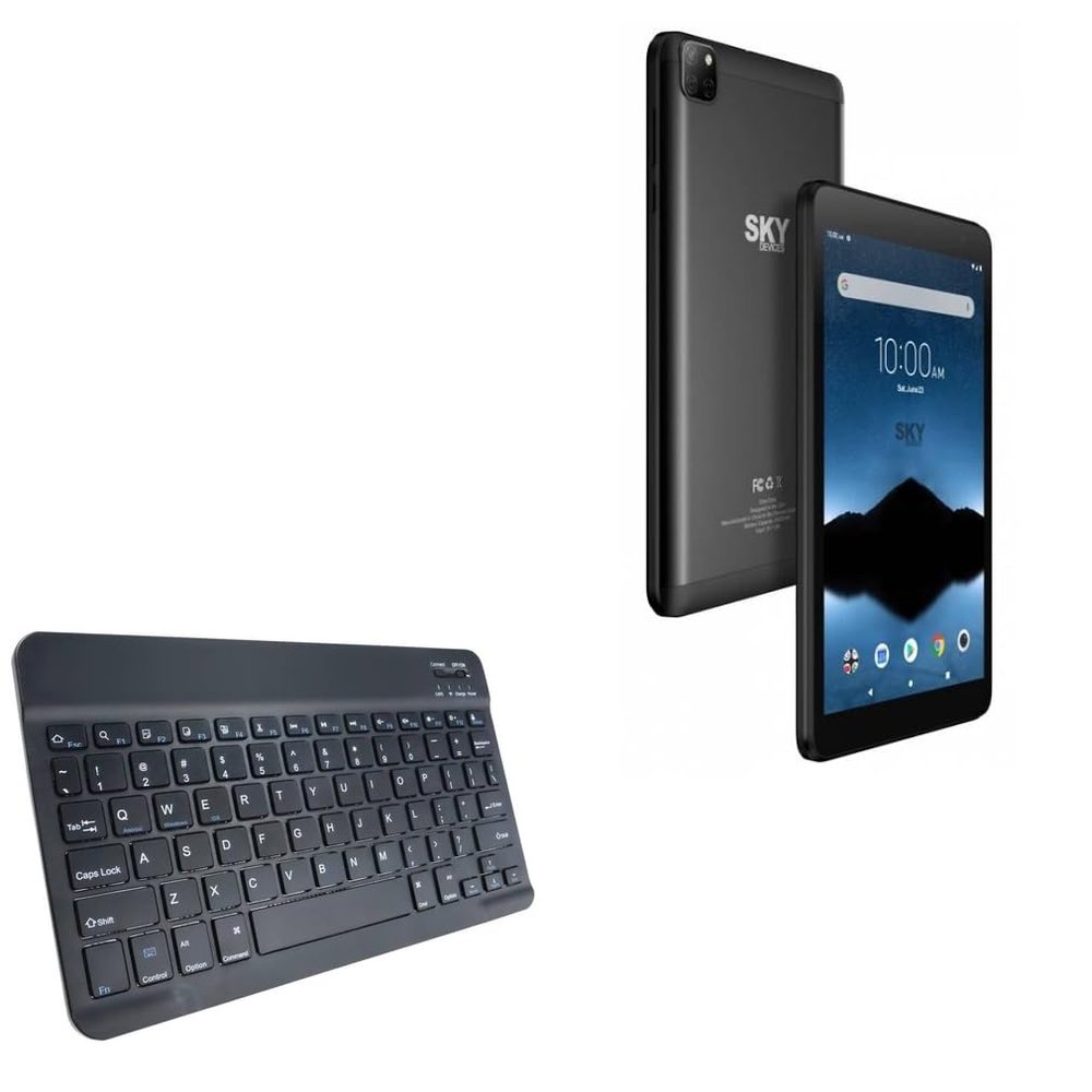 BoxWave Keyboard Compatible with Sky Devices Elite Octa - SlimKeys Bluetooth Keyboard, Portable Thin with Chiclet-Style Keys - Jet Black