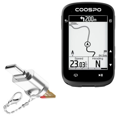 BoxWave Adapter Compatible with Coospo REALROAD CS500 GPS Bike Computer - Micro SD Card miniReader, USB Type-C OTG Reader USB3.0 Adapter Keychain - Metallic Silver