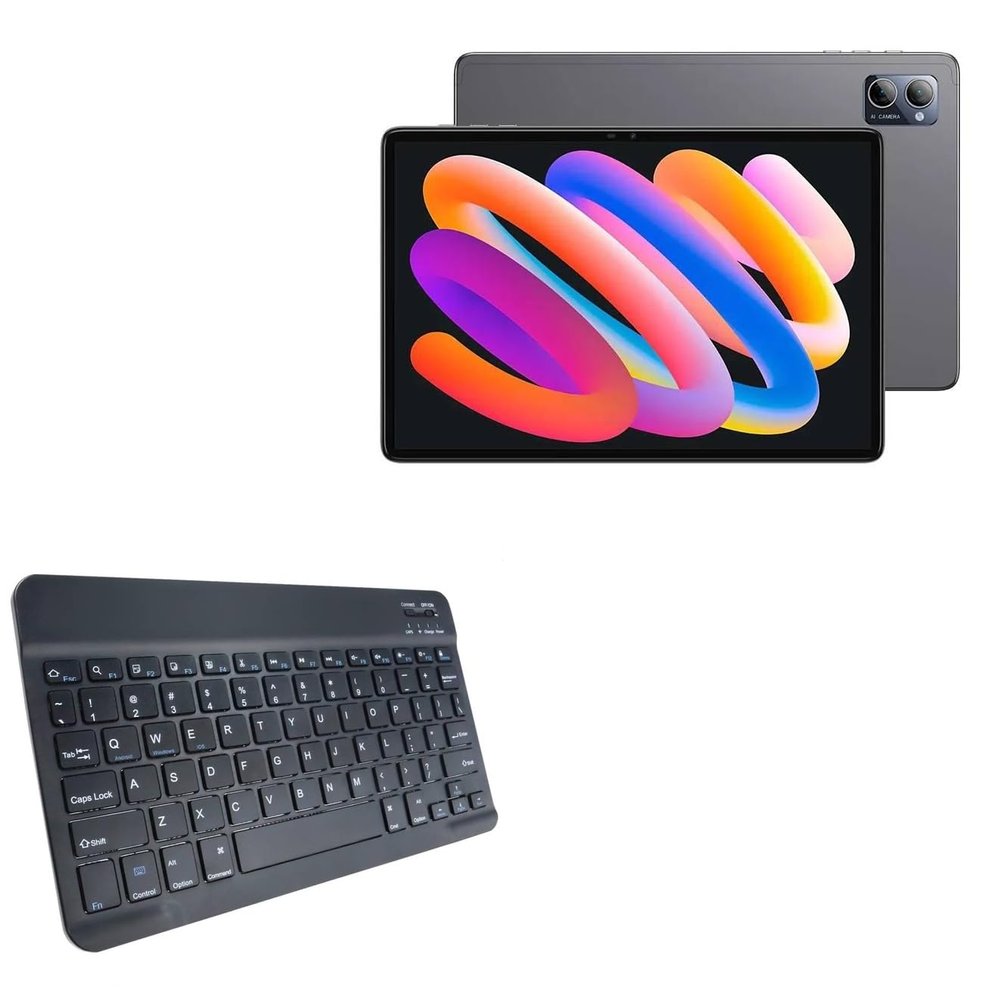 BoxWave Keyboard Compatible with N-one NPadQ - SlimKeys Bluetooth Keyboard, Portable Thin with Chiclet-Style Keys - Jet Black