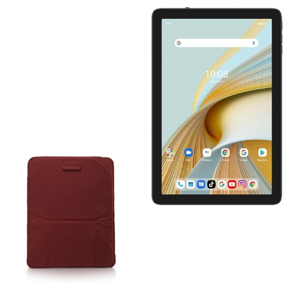BoxWave Case Compatible with Vortex ZTAB10 - Velvet Pouch Stand, Velour Slip Sleeve Built-in Foldable Kickstand - Burgundy