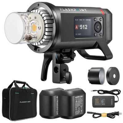 Flashpoint XPLOR 600 Pro II AD600ProII AD600 Pro II 600Ws 2.4G TTL Flash Speedlight, GN87 1/8000 HSS, 40W Bi-Color Modeling Light, Monolight Strobe Flash Kit with Additinal Battery