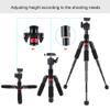 Desktop Tripod, Travel Tripod K521 Aluminum Alloy Mini Portable Desktop Extendable Tripod with 5 Sections of Feet and Quick Loading Plate (Red) view 2