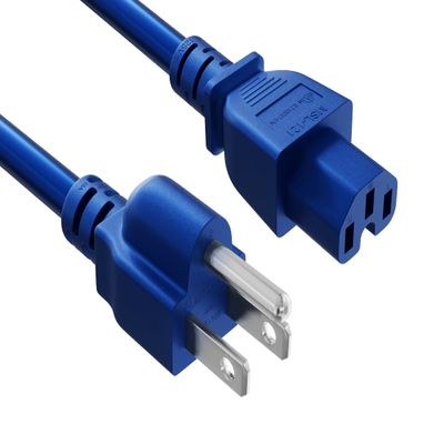 Cable Leader 6ft 14 AWG 15A 125V Power Cord Cable NEMA 5-15P to IEC320 C15, Blue