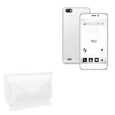 BoxWave Case Compatible with Sky Devices Platinum E5 - Elite Leather Messenger Pouch, Synthetic Leather Cover Case Envelope Design - Ivory White
