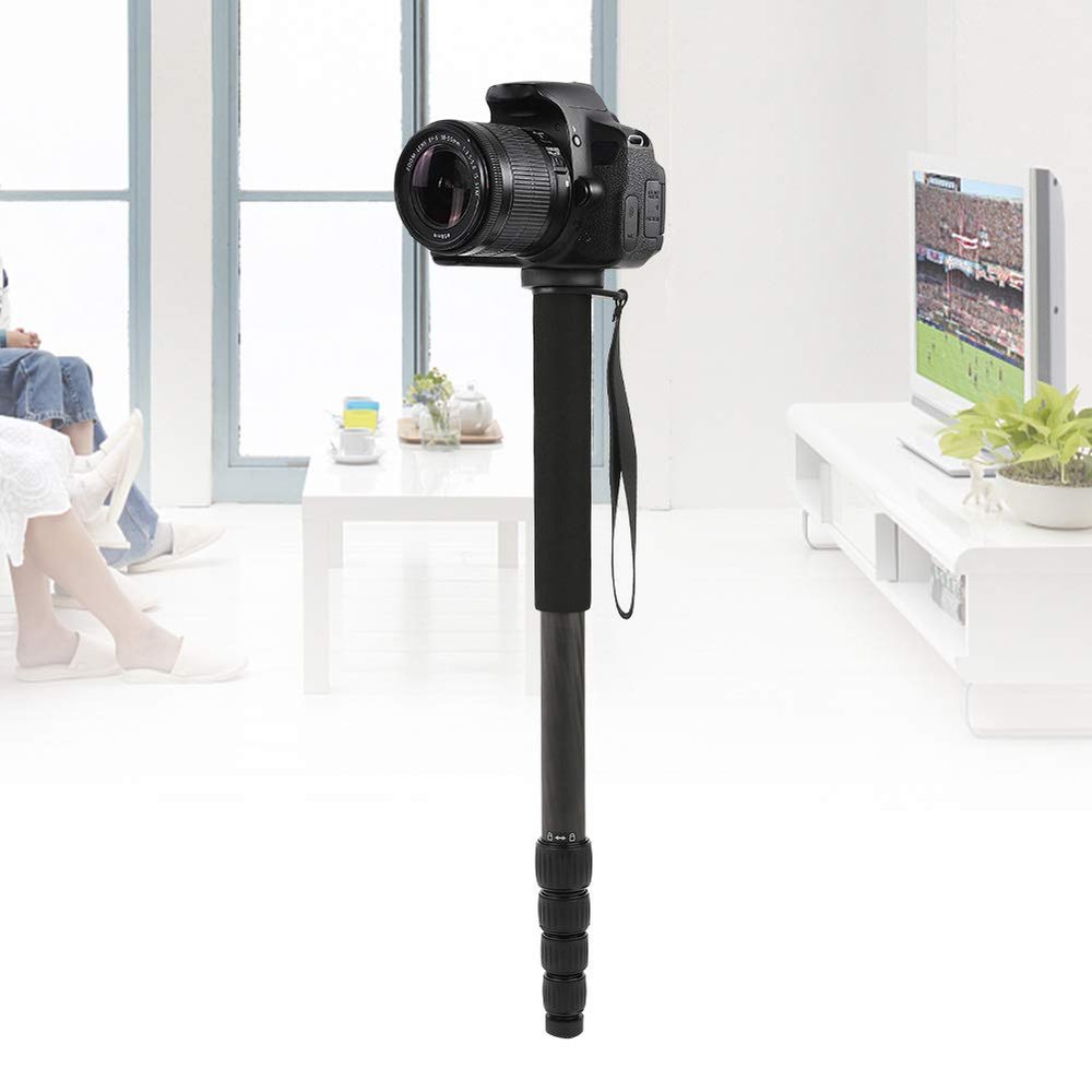 Monopod Camera Stand, 5-10kg 5 Sections Carbon Fiber Portable Outdoor Telescopic Monopod Carbon Fiber Monopod with Storage Bag for DSLR Camera