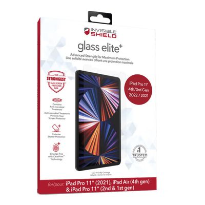 ZAGG InvisibleShield Glass Elite+ Screen Protector for iPad Pro 11 Inch (4th/3rd/2nd/1st Gen) and iPad Air 10.9 Inch (5th/4th Gen) - Shatter and Scratch Protection, Easy to Install, Clear