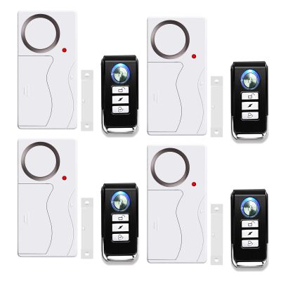 Security Door and Window Alarm for Home, GreenCycle 4Set Multi-Function Wireless Burglar Alert Security Alarms with Remote Control,4 Modes,108 dB, Home Security, Ideal for Home, Garage, Apartment