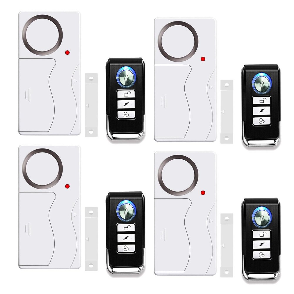 Security Door and Window Alarm for Home, GreenCycle 4Set Multi-Function Wireless Burglar Alert Security Alarms with Remote Control,4 Modes,108 dB, Home Security, Ideal for Home, Garage, Apartment