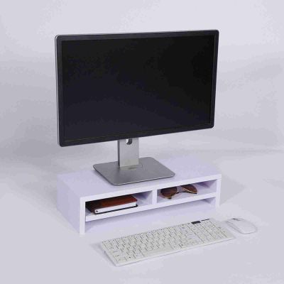 HAOHIZE Monitor Stand, 2 Tier Wood Monitor Stand Monitor Riser Lcd Tv Laptop Rack Computer Screen Riser Shelf Computer Desk Organizer For Laptop Computer