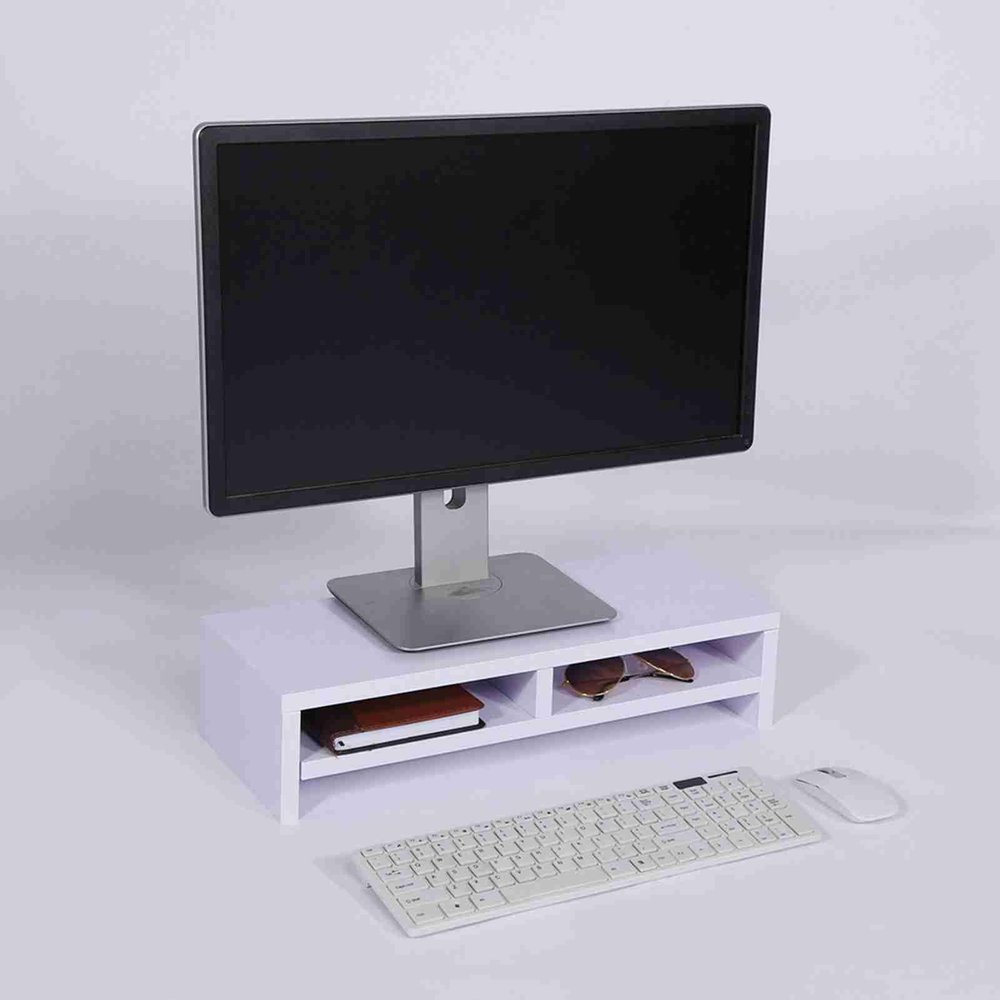HAOHIZE Monitor Stand, 2 Tier Wood Monitor Stand Monitor Riser Lcd Tv Laptop Rack Computer Screen Riser Shelf Computer Desk Organizer For Laptop Computer