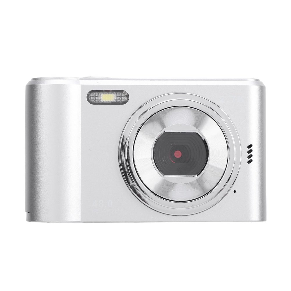 2.7K Digital Camera, 8X Zoom Video Camera Camcorder Autofocus with 2.4 Inch Screen, 48MP Portable Travel Camera Support 128GB for Selfie Vlogging (Silver)
