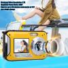 2.7K Underwater Camera, 16X Zoom Digital Action Camera Autofocus with Dual Screens, 48MP Portable Camcorder Water for Snorkeling Diving (Yellow) view 3