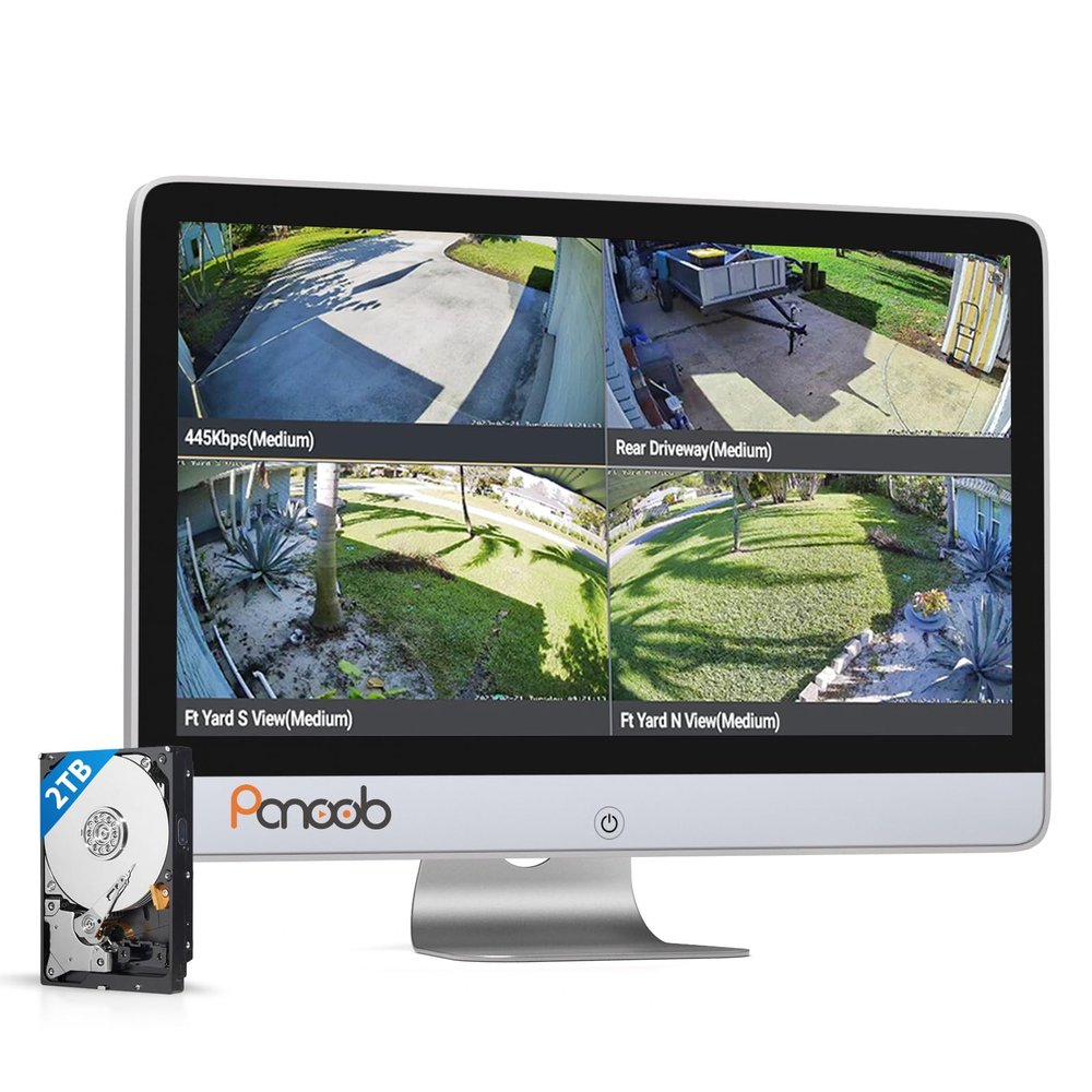 PANOOB 8CH H.265 Network Video Recorder Build in Monitor, 4K 8 PoE Ports NVR, Remote Access, Motion Alarm, 24/7 Recording, Smart Playback, Support 8MP/5MP/4MP/3MP PoE Cameras, Built in 2TBUp to 8TB
