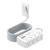 Flat Extension Cord 15 Ft, 8 AC Outlets with 6 USB Ports 4.8A/24W Charging Station for iPhone 15 Series, Waksmart Flat Plug Surge Protector (2800J), Wall Mount for Home, Office, Dorm Essentials, White view 1