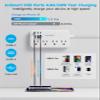 Flat Extension Cord 15 Ft, 8 AC Outlets with 6 USB Ports 4.8A/24W Charging Station for iPhone 15 Series, Waksmart Flat Plug Surge Protector (2800J), Wall Mount for Home, Office, Dorm Essentials, White view 4