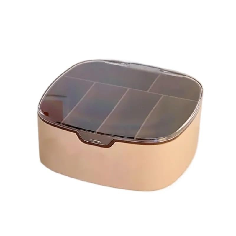 YUXING1205 Cable Management Box Data Cable Storage Box dust-Proof Compartment Multifunctional Sundries Storage Box Plastic Desktop School Supplies Sorting Box Cable Management Organiser Box(Brown)