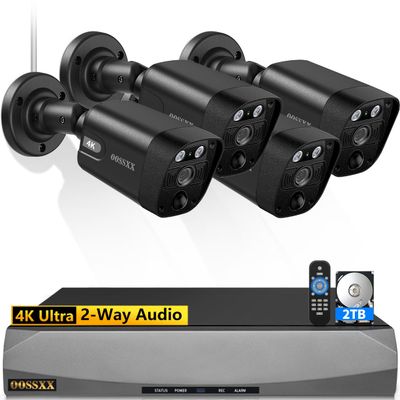 4K/8.0 Megapixel & 130 Ultra Wide-Angle 2-Way Audio PoE Outdoor Home Security Camera System Wired Outdoor Video Surveillance IP Cameras System DVR System