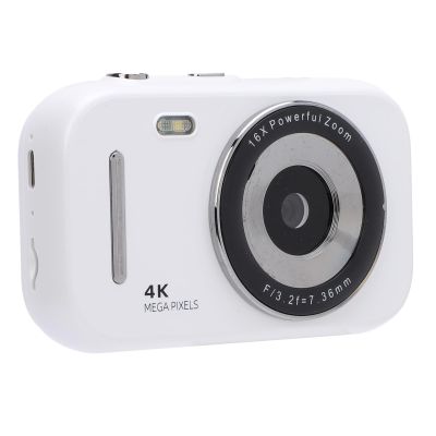4K Digital Camera, 16X Zoom Video Camcorder Anti Shake with 2.8 Inch Screen, 48MP Portable Travel Camera Rechargeable with 20 Filters for Boys Girls Beginners (White)