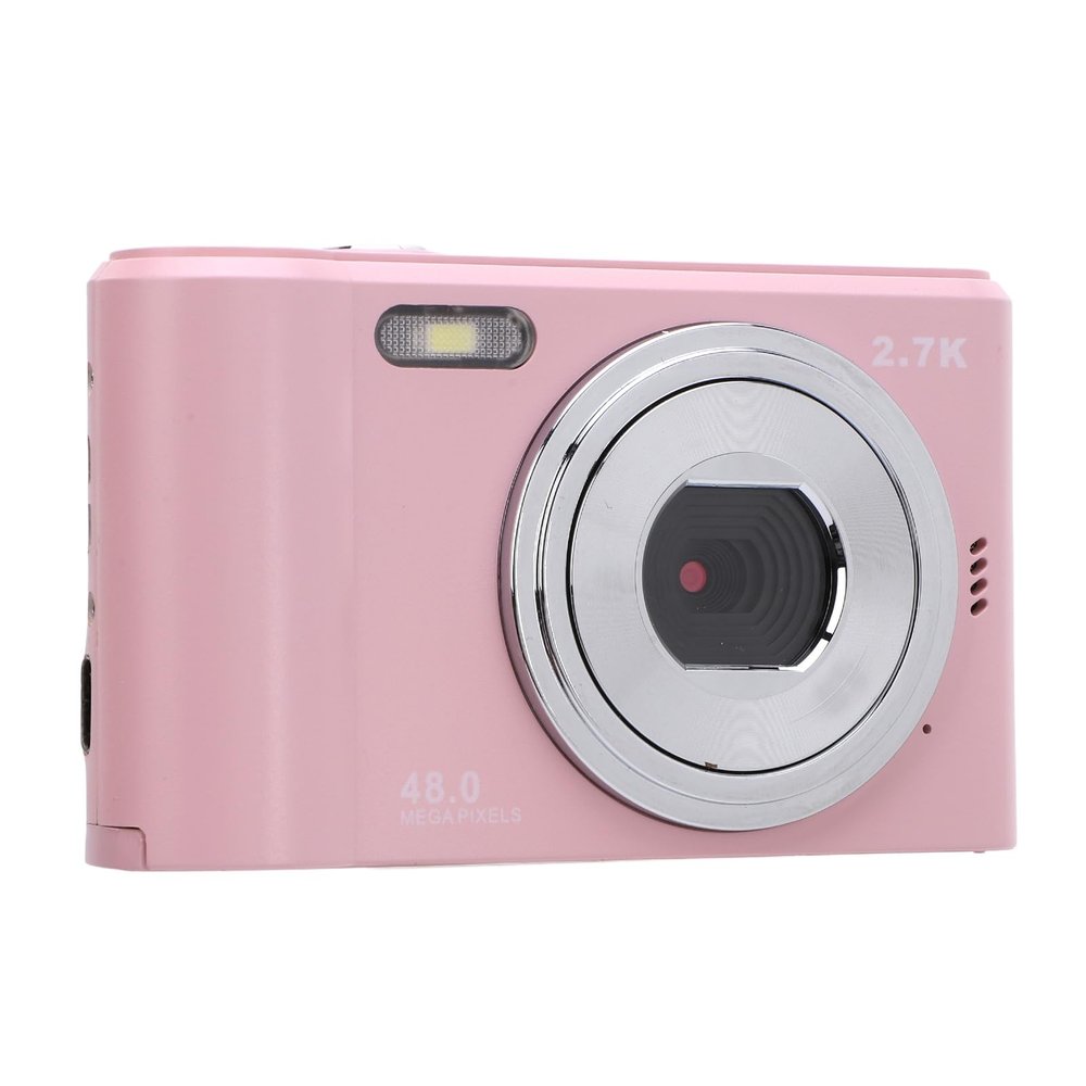2.7K Digital Camera, 8X Zoom Video Camera Camcorder Autofocus with 2.4 Inch Screen, 48MP Portable Travel Camera Support 128GB for Selfie Vlogging (Roseate)