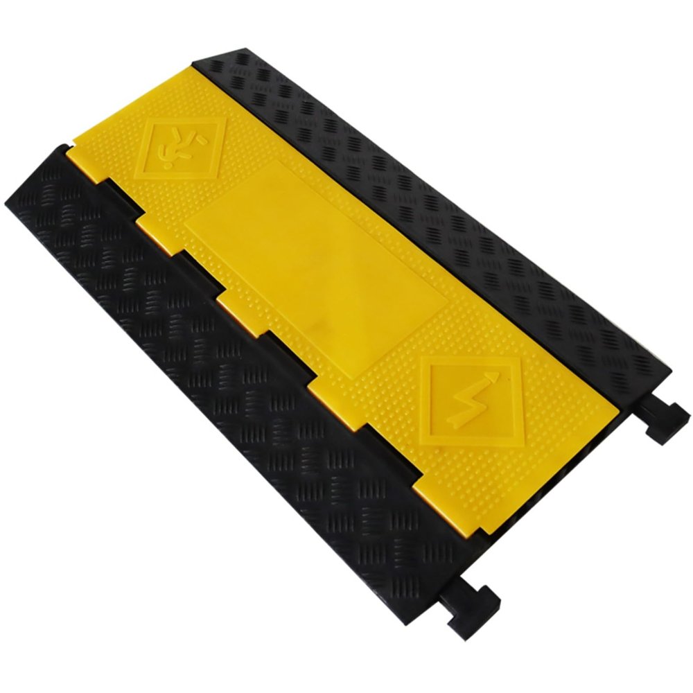 BEILOCKERY Rubber Cable Protector Ramp, 5 Channel Heavy Duty Wire Hose Protector, 20000 lbs Load Capacity Traffic Floor Driveway Speed Bump