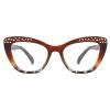 LJCZKA Stylish Blue Light Blocking Glasses Women Cat eye Eyeglasses Anti Eyesatrain Computer Gaming Cateye Frame Glasses (Brown Leopard) view 3