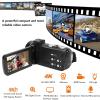 4K HD Video Camera Camcorder, 18X Zoom Digital Camera with 3 Inch Rotation Touchscreen, 56MP Portable Video Recorder with Remote for Travel Vlogging view 2