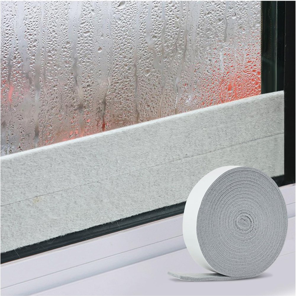 Condensate Water Absorption Tape for Window - Condensation Moisture Absorber Strip Grey Water Barrier Condensation Absorber for Home 1.18inch*157inch