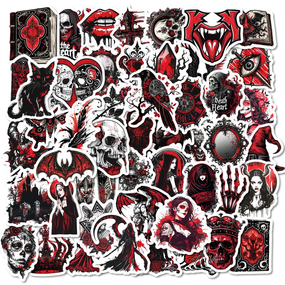 100Pcs Gothic Stickers Pack, Graffiti Skull Decals Stickers for Laptop Journal Skateboard Water Bottle Computer Motorcycle, Waterproof Vinyl Horror Stickers for Adults