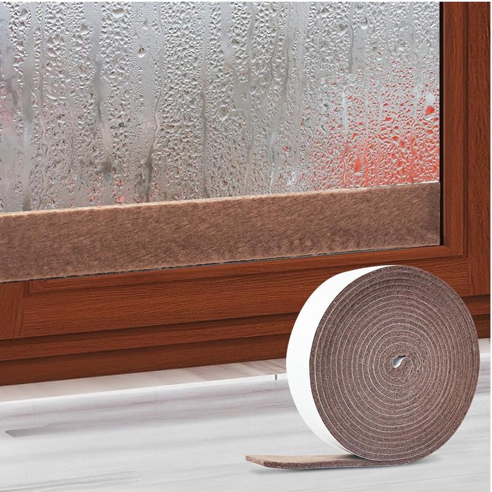 FuKuEn Moisture Absorbent Tape for Window Sill (1.18 x 13) Brown Condensation Drip Strip Reusable, Prevents Small Lakes for Home