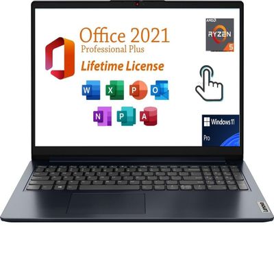 Lenovo Ideapad 1 Laptop, 15.6" FHD (1920x1080) Touch Display, with Free Lifetime Office 2021,Ryzen 5 7520U,8GB RAM,2TB SSD AMD Radeon Graphics, Type C, Windows 11 Pro, Abyss Blue