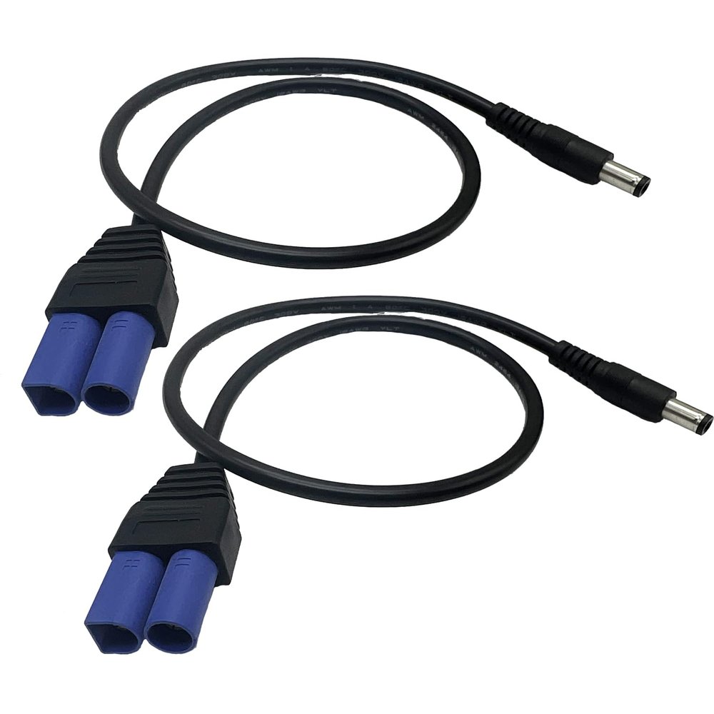 jasavdio EC5 Male to DC5.5 mm x 2.1 mm Male Cable, 2pcs EC5 Banana Plug to 12V DC5521 Male Cable,EC5 to DC 20 Inch Coaxial Cable Jump Starter Emergency Power Adapters
