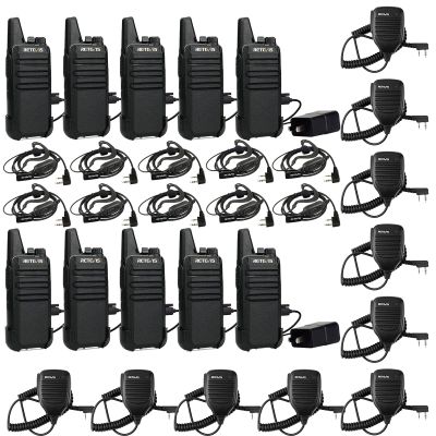 Retevis RT22 2 Way Radios(6 Pack) Bundle with Shoulder Mic(6 Pack),Rechargeable Long Range Two Way Radio,16 CH VOX Small Emergency 2 Pin Earpiece Headset,for School Retail Church